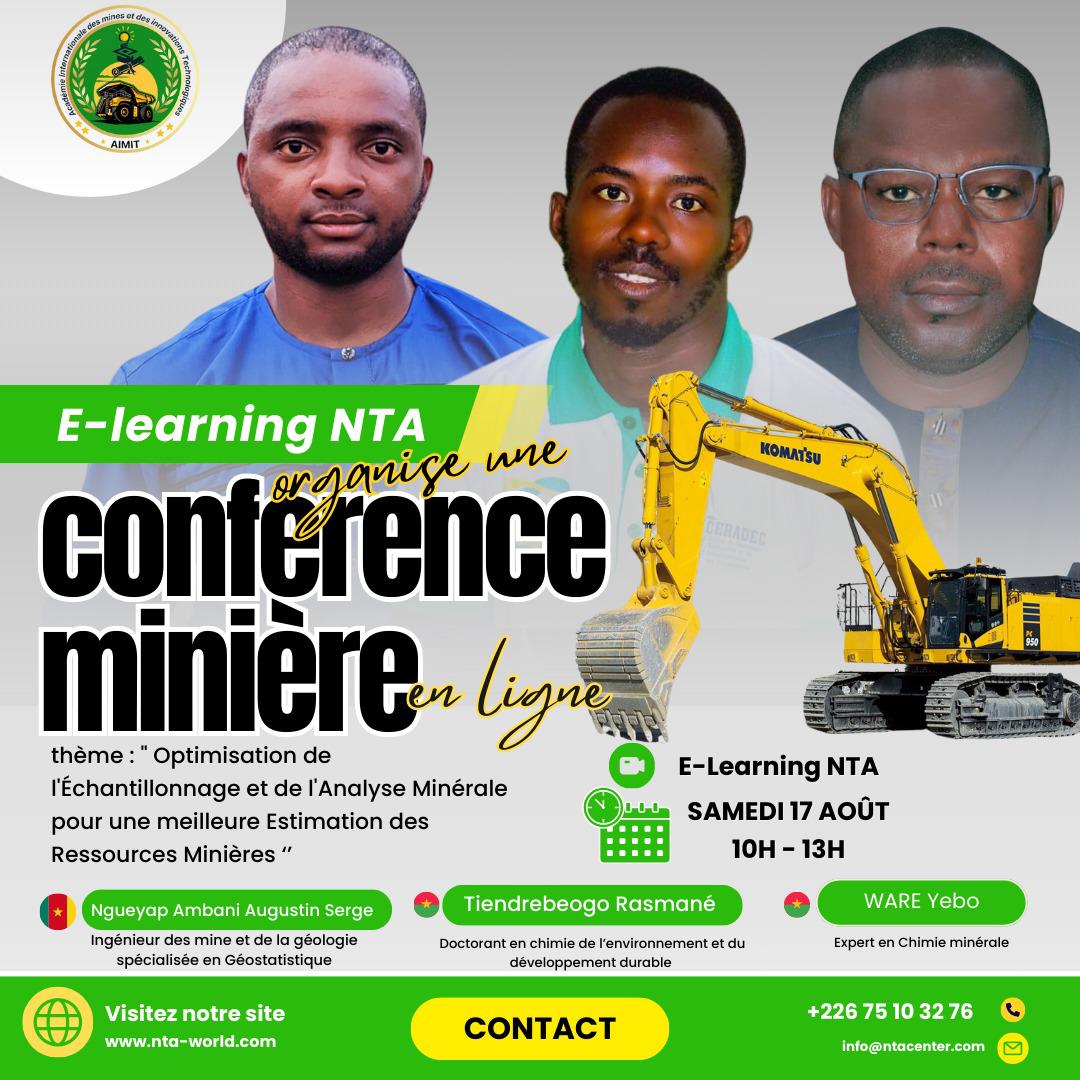 Affiche de la conférence E-learning NTA - Optimisation de l'Échantillonnage et de l'Analyse Minérale